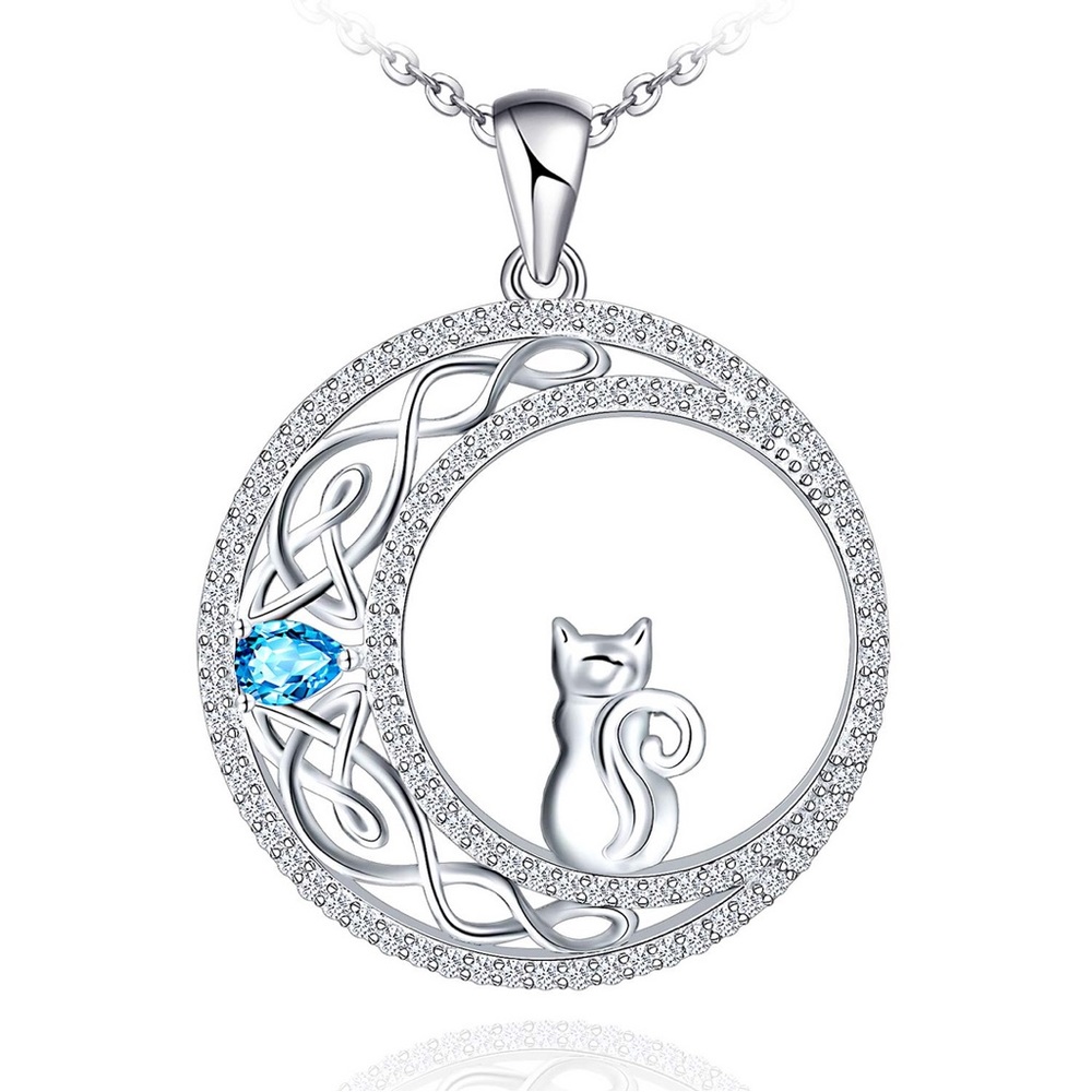 #82 | New Celtic Moon Cat 925 Sterling Silver Necklace 🐈